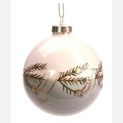 Glasjulekugle – 8 cm med elegant naturmotiv