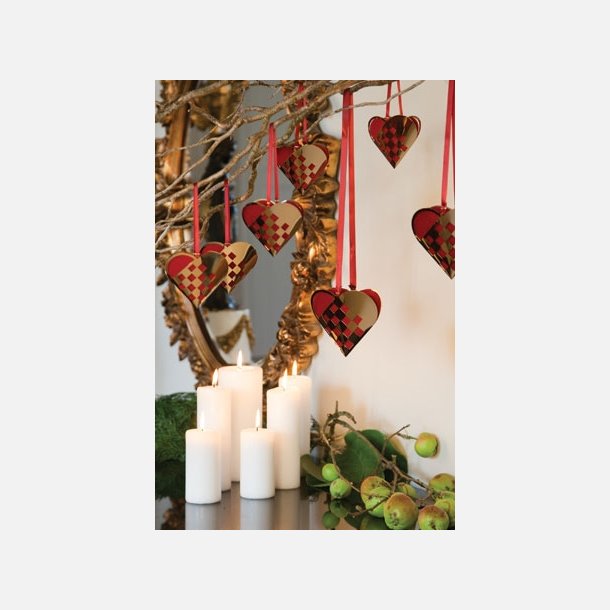 Gaveske med 2 store hjerter, forgyldt/rd 