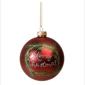 Mrkerd julekugle med gran og “Merry Christmas” – Det Gamle Apotek