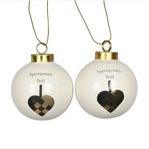 Julekugler “Hjerternes Fest” – gr og guld hjerter