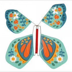 Farverig magisk sommerfugl i plastik, papir og gummi