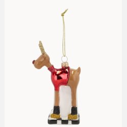 Rudolf julekugle, 13,2cm, rd, glas  