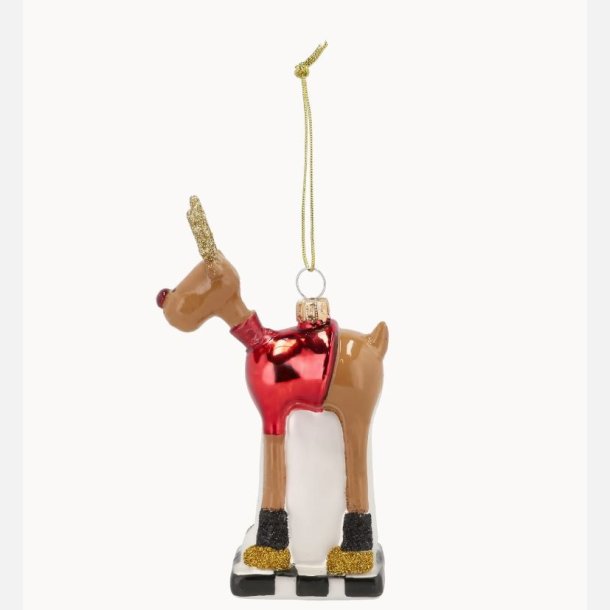 Rudolf julekugle, 13,2cm, rd, glas  