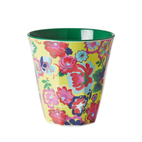 RICE krus med English Rose-design og grn inderside – 9 cm hjt