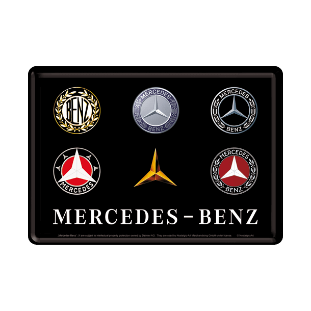 Retro skilt Mercedes-Benz logoer (postkort)