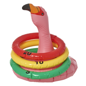 RICE oppusteligt ringspil – flamingodesign til strand og have
