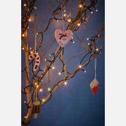 RICE julepynt i naturmateriale – 7 x 7 cm hjerte med fine detaljer