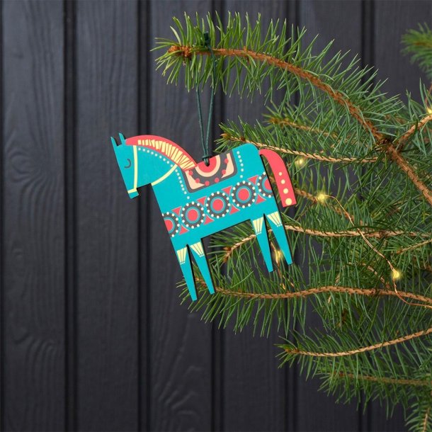 Juleornament i tr fra Rex London. Skn grn hest til ophng 