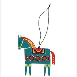 Juleornament i tr fra Rex London. Skn grn hest til ophng 