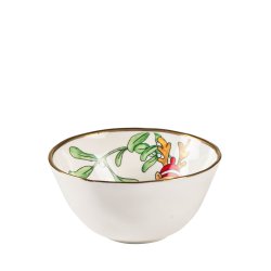 Medusa jule-skl i porceln med Rudolf motiv og guldkant