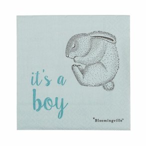 Bl serviet med teksten “It’s a boy” – perfekt til babyfest