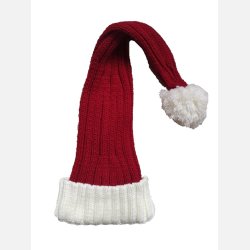 R�d og hvid strikket nissehue fra Snazzy Santa